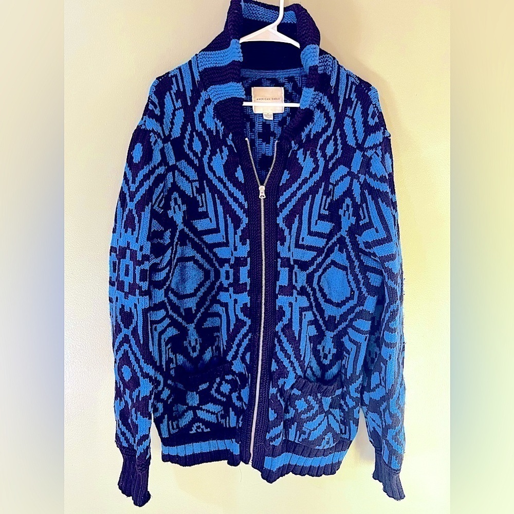 American Eagle unisex oversized zip front wool blend cardigan extra large tall